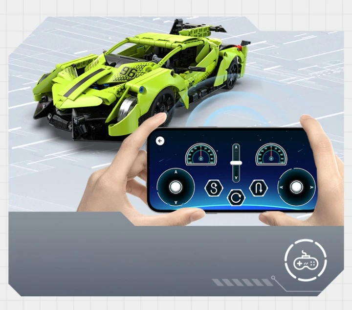 Konstruktoriaus kaladėlės CaDA Automobilis su nuotolinio valdymo pultu Sportinis automobilis 21 cm 1:14 Phantom Ghost 416 dalių RC Dual Mode