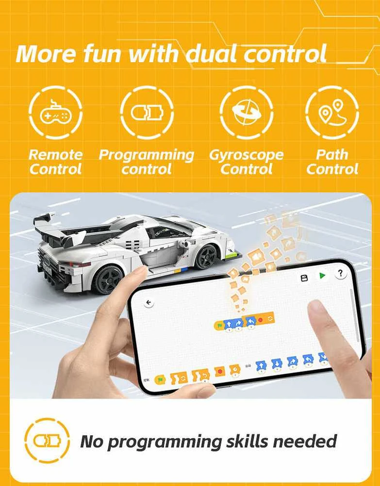 CADA Auto RC racing statybiniai blokai 322 el REMOTE CONTROLLED 1:20