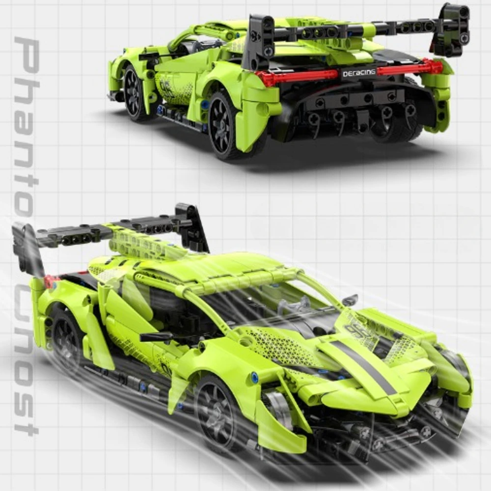 Konstruktoriaus kaladėlės CaDA Automobilis su nuotolinio valdymo pultu Sportinis automobilis 21 cm 1:14 Phantom Ghost 416 dalių RC Dual Mode