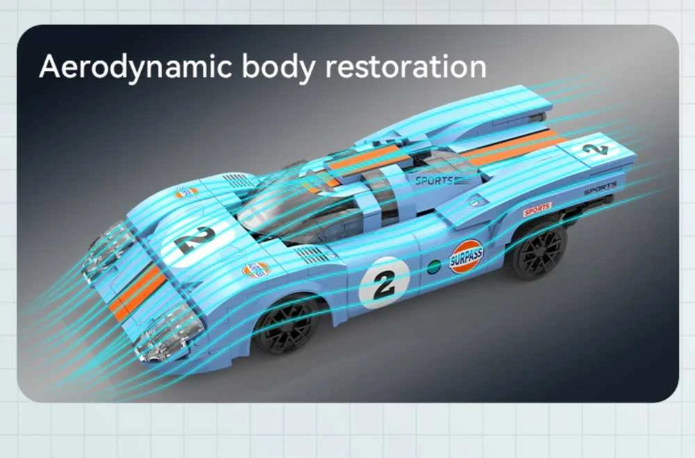 CaDA Building Blocks nuotoliniu būdu valdomas automobilis sportinis automobilis 21,7 cm 1:20 Azure Storm 266 dalys RC Dual Mode C51076W