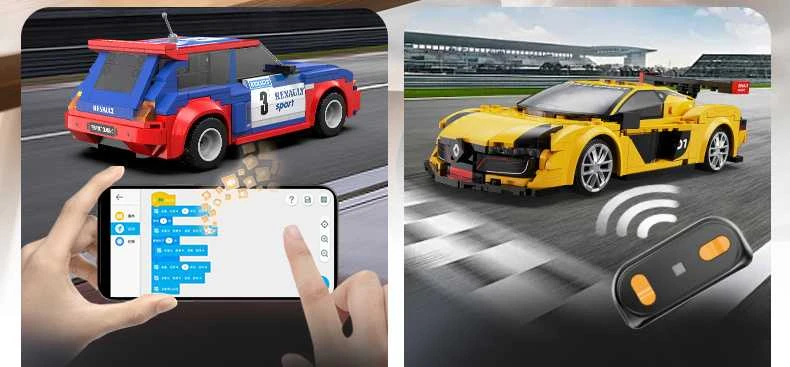 CaDA statybiniai blokai Nuotolinio valdymo automobilis Sportinis automobilis 21 cm 1:20 Renault Sport RS.01 294 detalės RC dvigubo režimo C51094W