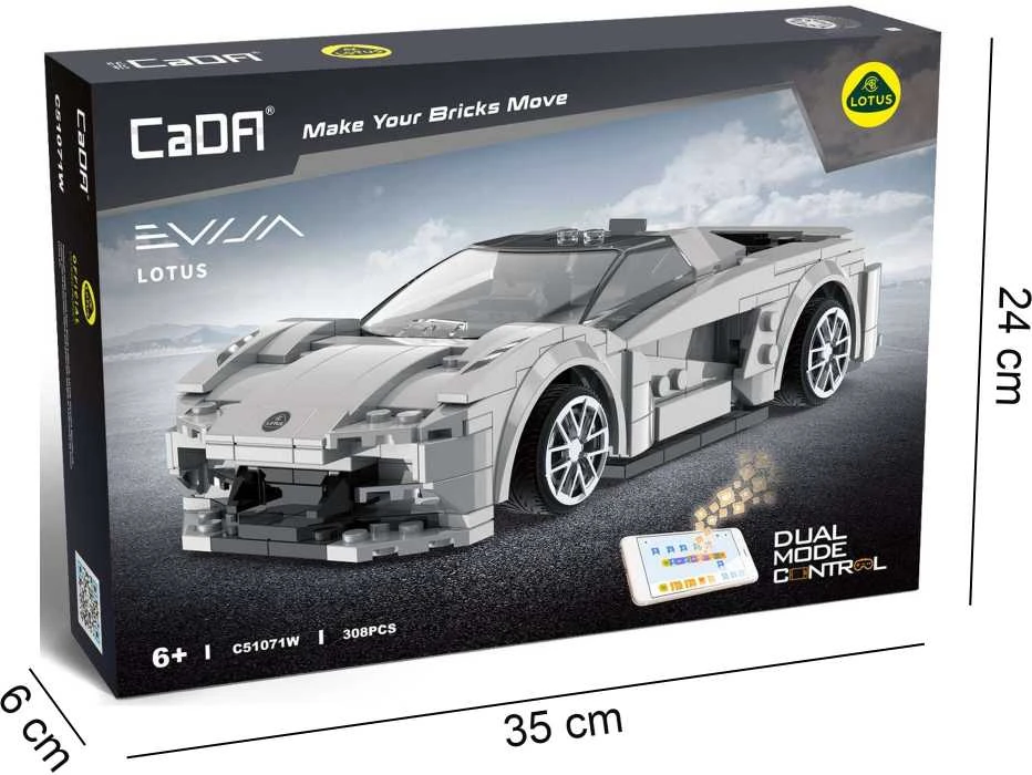 CaDA Building Blocks Remote Control Automobilis Patvarus Važiuoklė Automobilis 20 cm rutulinis Lotus Evija RC Dual Mode 308 dalys