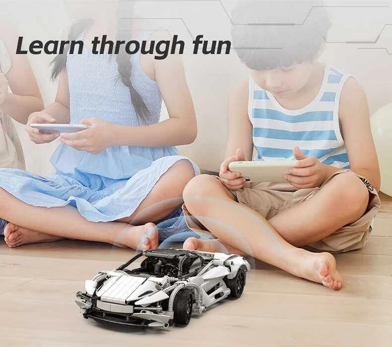 CaDA Building Blocks nuotoliniu būdu valdomas automobilis sportinis automobilis Raudona 30 cm Storming sportinis automobilis Važiuoklė 402 Elements RC Dual Mode