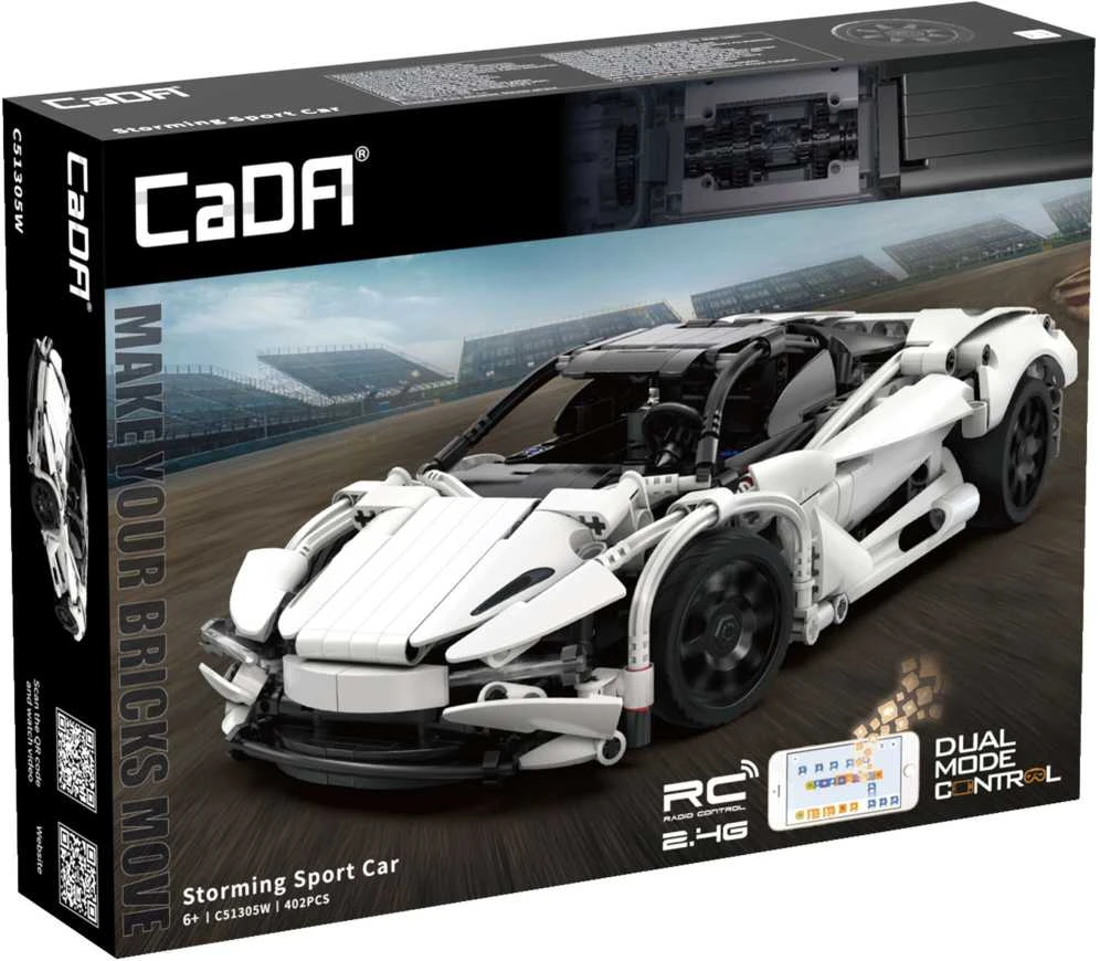 CaDA Building Blocks nuotoliniu būdu valdomas automobilis sportinis automobilis Raudona 30 cm Storming sportinis automobilis Važiuoklė 402 Elements RC Dual Mode