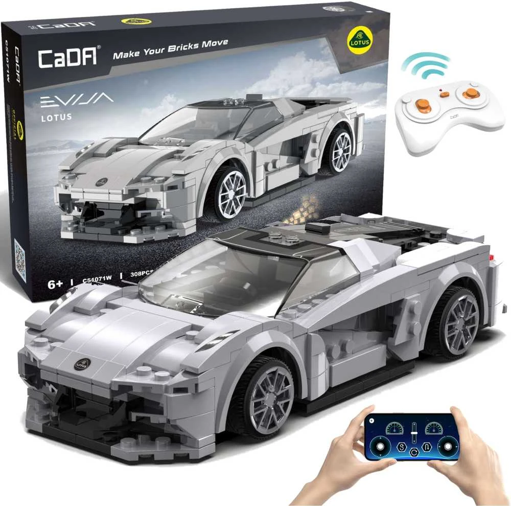 CaDA Building Blocks Remote Control Automobilis Patvarus Važiuoklė Automobilis 20 cm rutulinis Lotus Evija RC Dual Mode 308 dalys