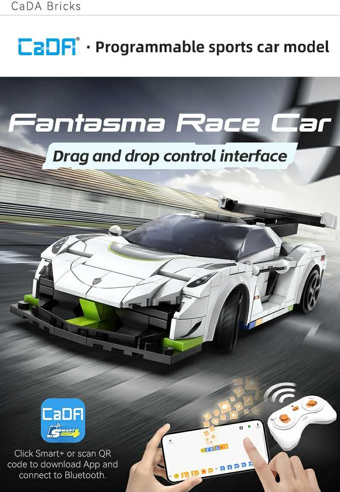 CADA Auto RC racing statybiniai blokai 322 el REMOTE CONTROLLED 1:20