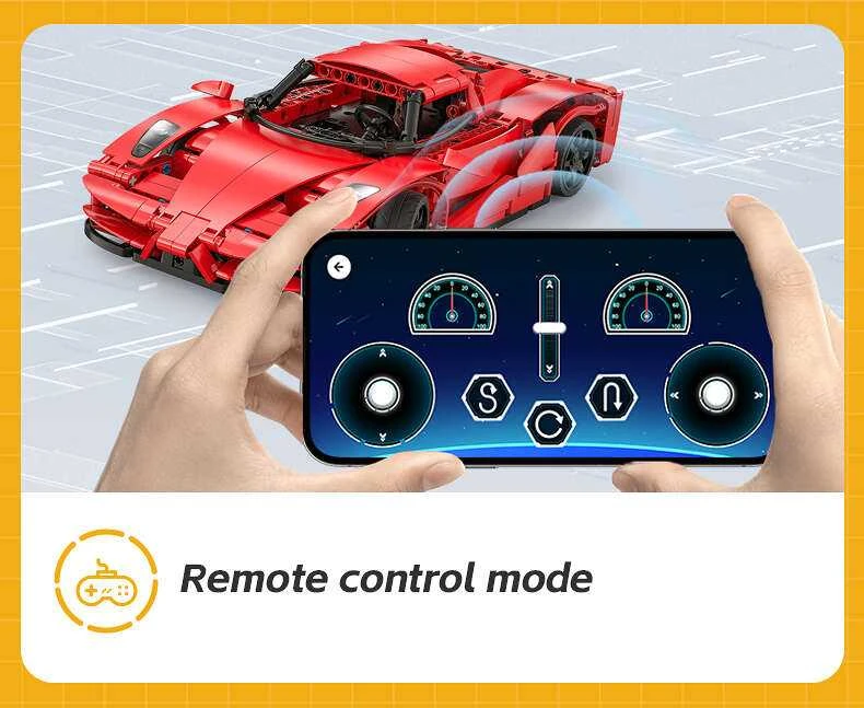 CaDA Building Blocks Nuotolinio valdymo pultas Automobilis Sportinis automobilis Raudona 32 cm Raudona Blade Sport Car Važiuoklė 405 dalys RC Dual Mode