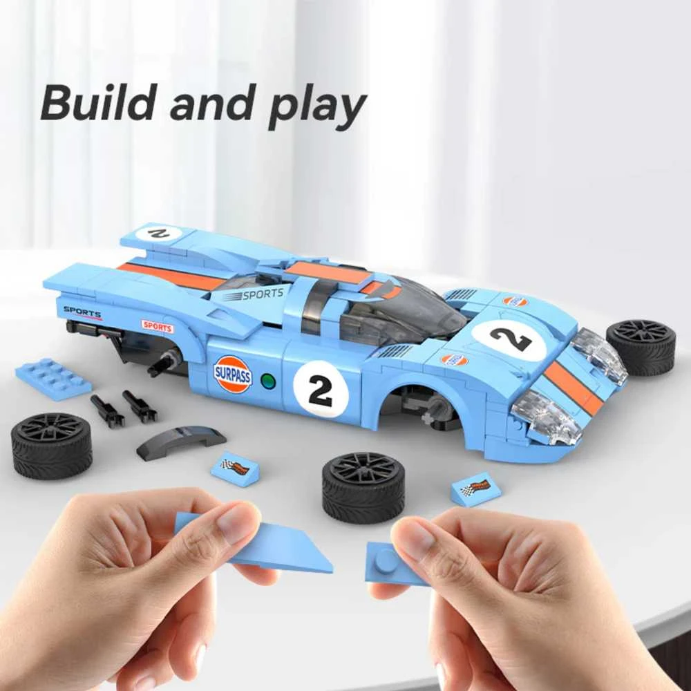 CaDA Building Blocks nuotoliniu būdu valdomas automobilis sportinis automobilis 21,7 cm 1:20 Azure Storm 266 dalys RC Dual Mode C51076W