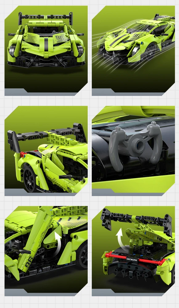 Konstruktoriaus kaladėlės CaDA Automobilis su nuotolinio valdymo pultu Sportinis automobilis 21 cm 1:14 Phantom Ghost 416 dalių RC Dual Mode