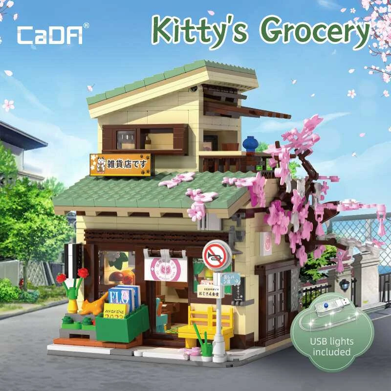 Statybiniai blokai CADA Shop Kitty Japanese LED 921 EL C66015W