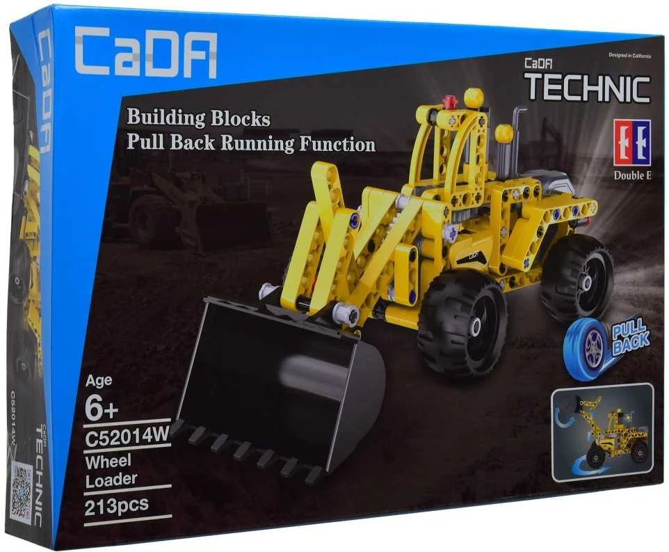 CaDA Technic Construction Bricks Loader 25 cm Didelis buldozeris Statybinė transporto priemonė su atgaline pavara
