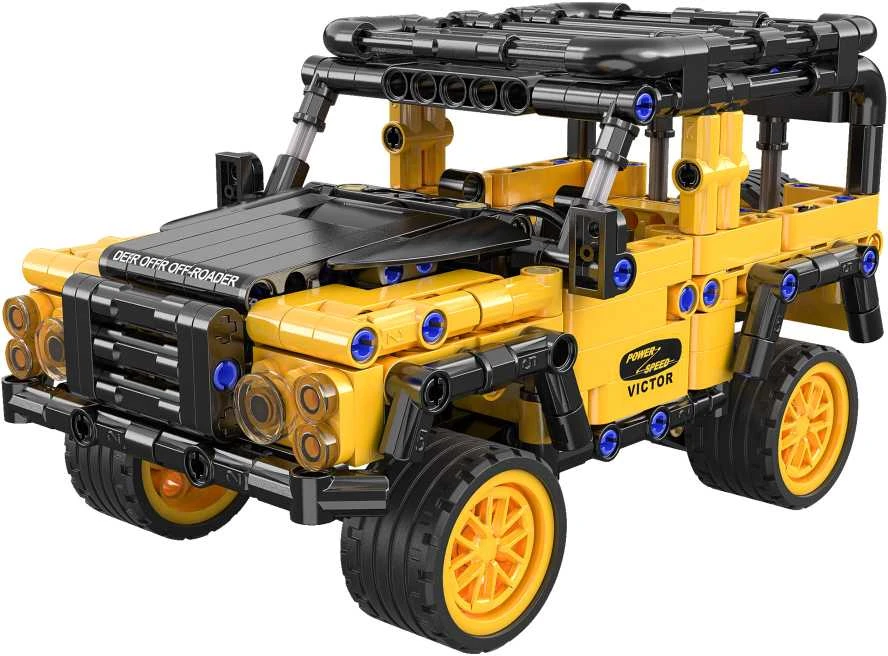 Klocki konstrukcyjne CaDA Važiuoklė terenowy Defender Auto Off-Roader Samochód terenówka su diskų įtaisu pull back 389 dalys