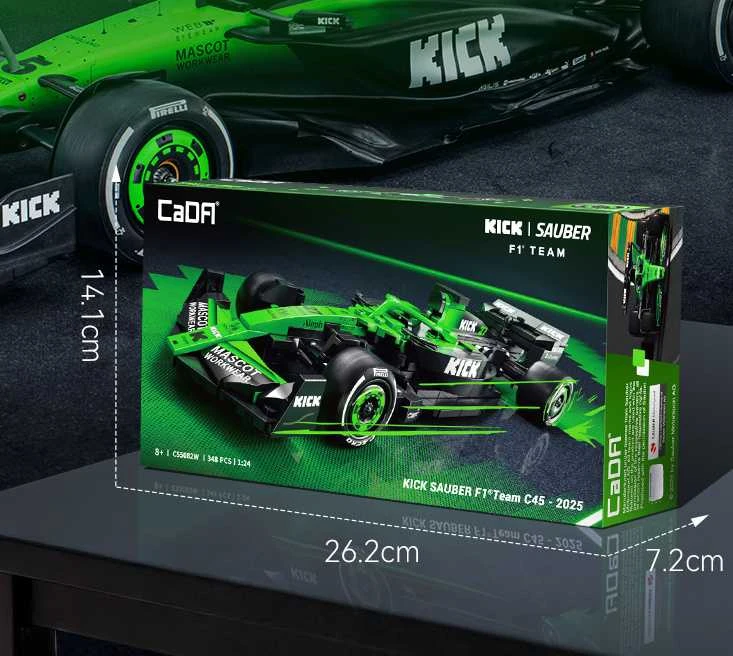 CaDA konstruktoriaus kaladėlės lenktyniniam automobiliui „Kick Sauber F1 Team C45 2025“, 348 detalės