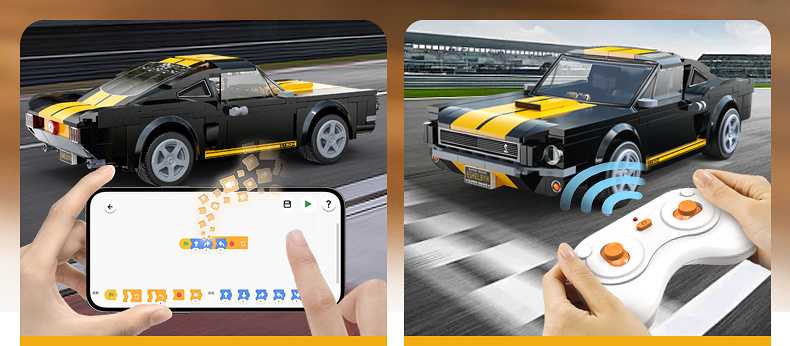 CaDA statybiniai blokai, lenktyninis nuotolinio valdymo automobilis, „Shelby GT 350H“ sportinis automobilis, 291 detalė, nuotoliniu būdu valdomas