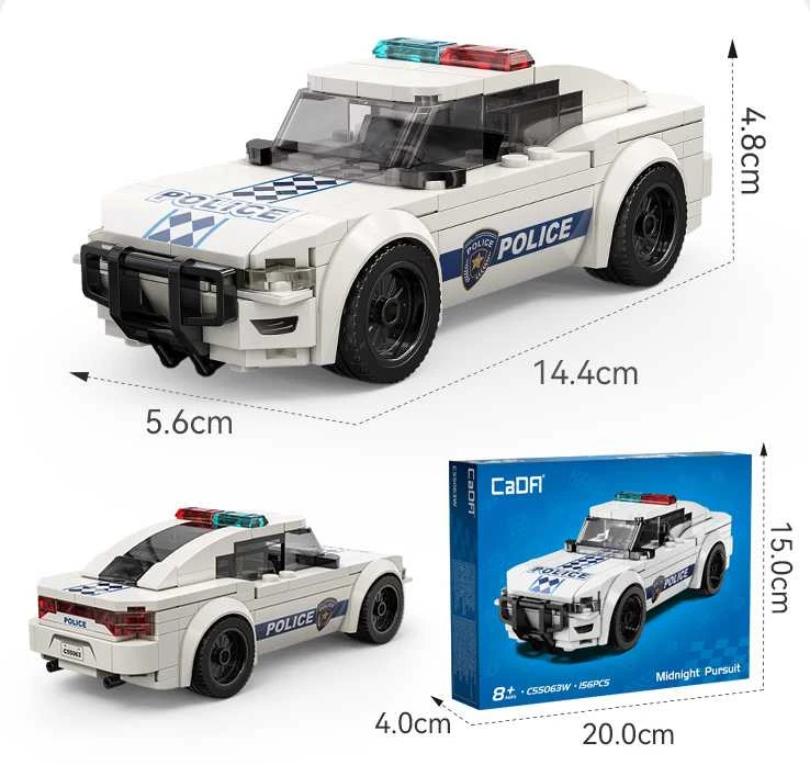 CaDA konstruktoriaus kaladėlės „Racer Midnight Pursuit“ lenktyninis automobilis, 156 detalės