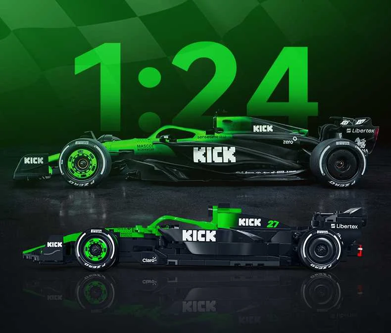 CaDA konstruktoriaus kaladėlės lenktyniniam automobiliui „Kick Sauber F1 Team C45 2025“, 348 detalės