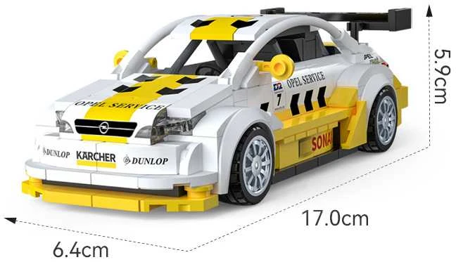 CaDA konstruktoriaus kaladėlės lenktyniniam automobiliui „Opel Astra V8 Coupe DTM“ – 305 detalės