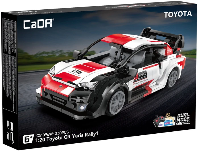 CaDA konstruktoriaus blokai „Racer“ nuotoliniu būdu valdomas lenktyninis automobilis „Toyota GR Yaris Rally1 330 Dalys RC“