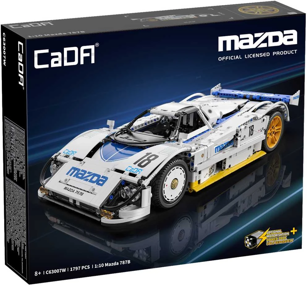 CaDA konstruktoriaus kaladėlės lenktyninis automobilis 50 cm 1:10 Mazda 787B sportinis automobilis 1797 detalės