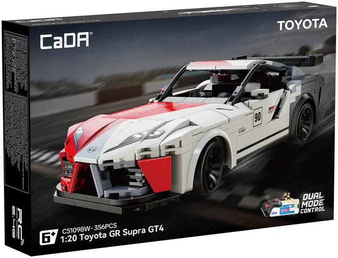 CaDA konstruktoriaus blokai lenktyninis nuotoliniu būdu valdomas lenktyninis automobilis „Toyota GR Supra GT4 356 Dalys RC“