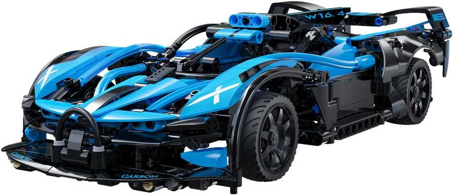 CaDA statybiniai blokai „Racer“ nuotoliniu būdu valdomas lenktyninis automobilis „Bluefire Spectre“ sportinis automobilis, 421 detalė, RC