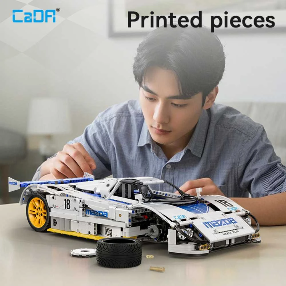 CaDA konstruktoriaus kaladėlės lenktyninis automobilis 50 cm 1:10 Mazda 787B sportinis automobilis 1797 detalės