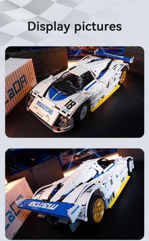CaDA konstruktoriaus kaladėlės lenktyninis automobilis 50 cm 1:10 Mazda 787B sportinis automobilis 1797 detalės