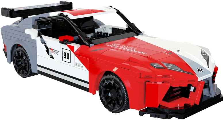CaDA konstruktoriaus blokai lenktyninis nuotoliniu būdu valdomas lenktyninis automobilis „Toyota GR Supra GT4 356 Dalys RC“