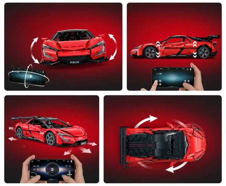 CaDA statybinių blokų lenktyninis nuotolinio valdymo lenktyninio automobilio programėlė BYD YangWang U9 sportinis automobilis, 3671 detalė