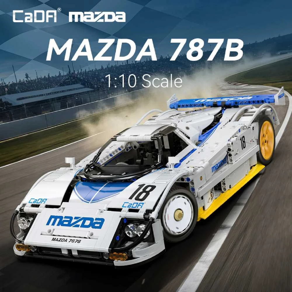 CaDA konstruktoriaus kaladėlės lenktyninis automobilis 50 cm 1:10 Mazda 787B sportinis automobilis 1797 detalės
