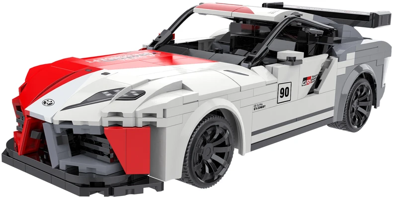 CaDA konstruktoriaus blokai lenktyninis nuotoliniu būdu valdomas lenktyninis automobilis „Toyota GR Supra GT4 356 Dalys RC“