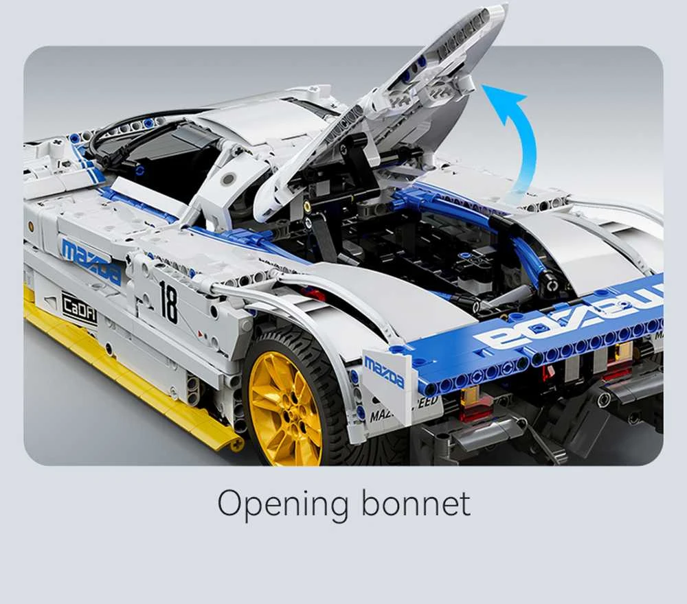 CaDA konstruktoriaus kaladėlės lenktyninis automobilis 50 cm 1:10 Mazda 787B sportinis automobilis 1797 detalės