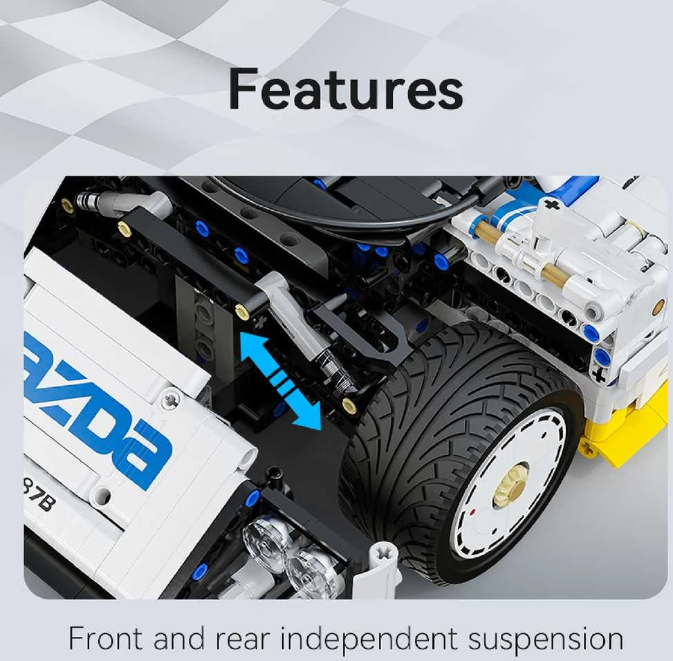 CaDA konstruktoriaus kaladėlės lenktyninis automobilis 50 cm 1:10 Mazda 787B sportinis automobilis 1797 detalės