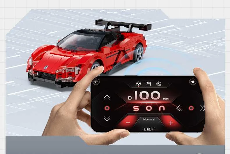 CaDA statybinių blokų lenktyninis nuotolinio valdymo lenktyninis automobilis Yangwang U9 statybinių blokų sportinis automobilis 299 dienos RC