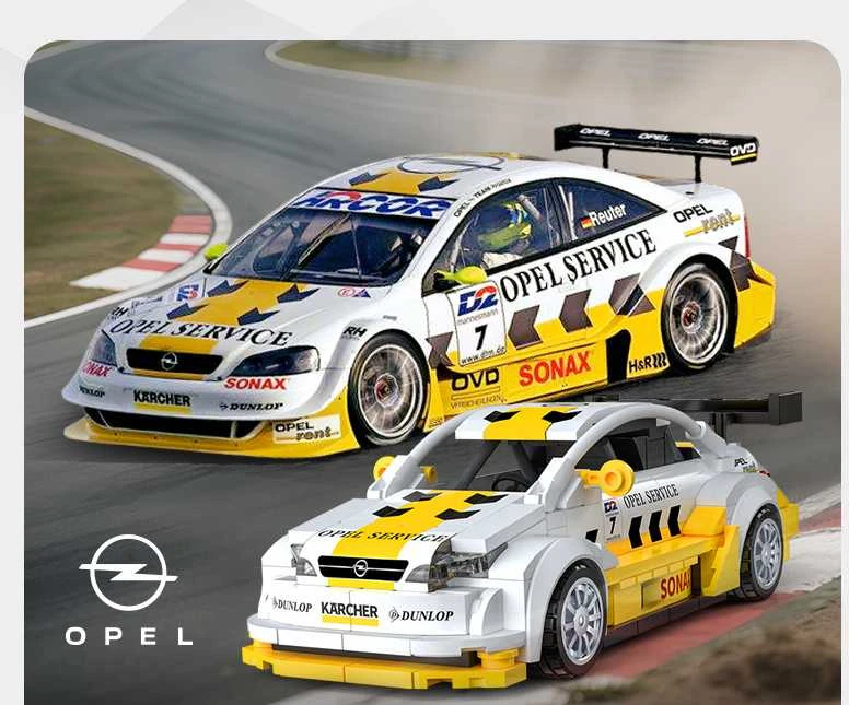 CaDA konstruktoriaus kaladėlės lenktyniniam automobiliui „Opel Astra V8 Coupe DTM“ – 305 detalės