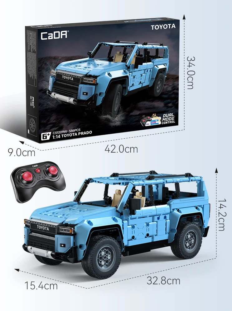 CADA BLOKAI TOYOTA LAND CRUISER PRADO LC250 1:14 RC NUOTOLINIO PULTO 586EL