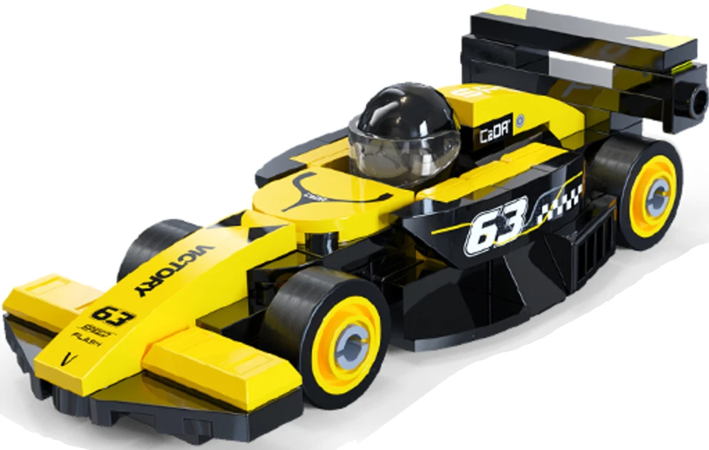 Klocki konstrukcyjne CaDA wyścigówka Samochód wyścigowy Circuit Racing Car Juodas & Geltona 70 dalys