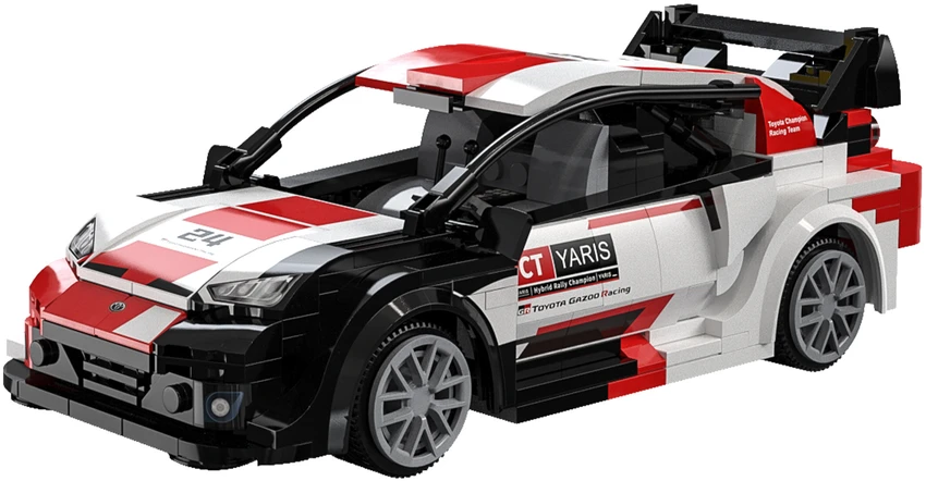 CaDA konstruktoriaus blokai „Racer“ nuotoliniu būdu valdomas lenktyninis automobilis „Toyota GR Yaris Rally1 330 Dalys RC“