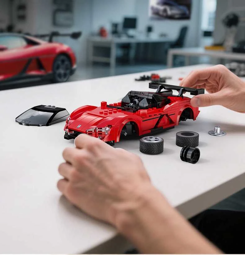 CaDA statybinių blokų lenktyninis nuotolinio valdymo lenktyninis automobilis Yangwang U9 statybinių blokų sportinis automobilis 299 dienos RC