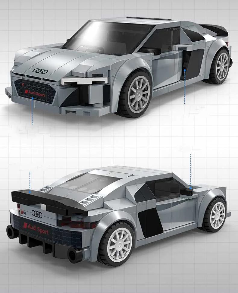 CaDA lenktyninis automobilis Audi R8 kupė sportinis automobilis 199 detalės