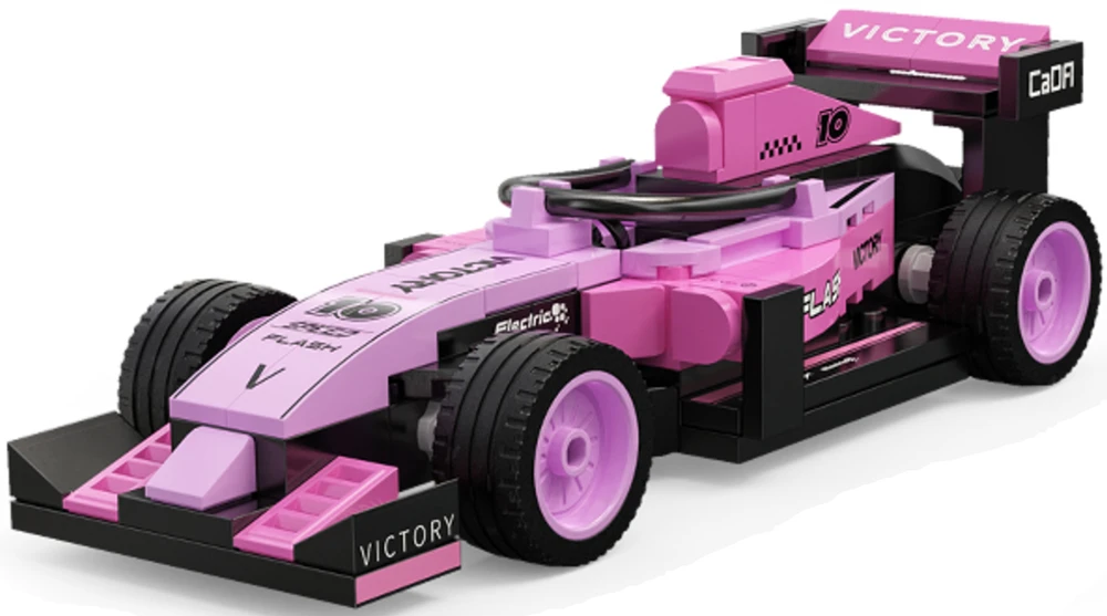 CaDA konstruktoriaus blokai lenktyninis automobilis Circuit Racing Car Rožinė 123 vnt.