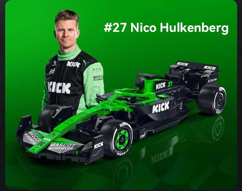 CaDA konstruktoriaus kaladėlės lenktyniniam automobiliui „Kick Sauber F1 Team C45 2025“, 348 detalės