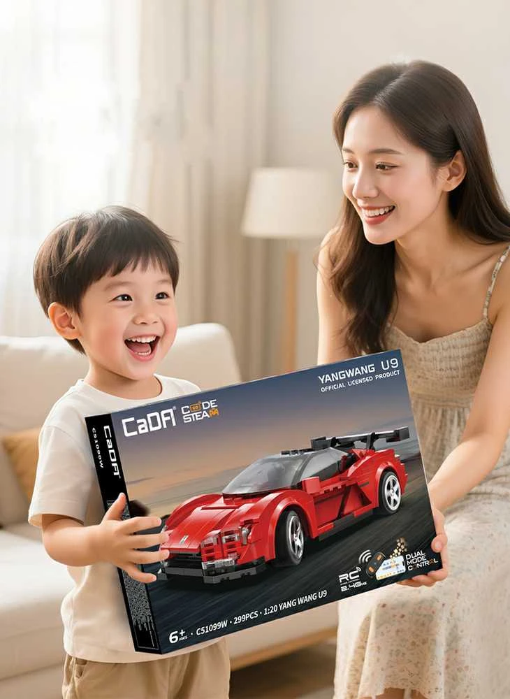 CaDA statybinių blokų lenktyninis nuotolinio valdymo lenktyninis automobilis Yangwang U9 statybinių blokų sportinis automobilis 299 dienos RC