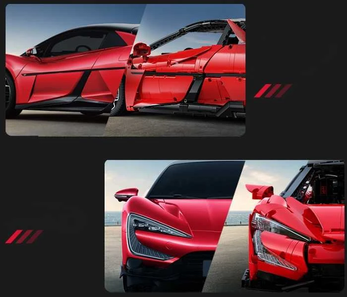 CaDA statybinių blokų lenktyninis nuotolinio valdymo lenktyninio automobilio programėlė BYD YangWang U9 sportinis automobilis, 3671 detalė