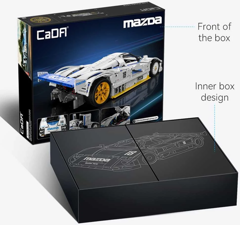 CaDA konstruktoriaus kaladėlės lenktyninis automobilis 50 cm 1:10 Mazda 787B sportinis automobilis 1797 detalės