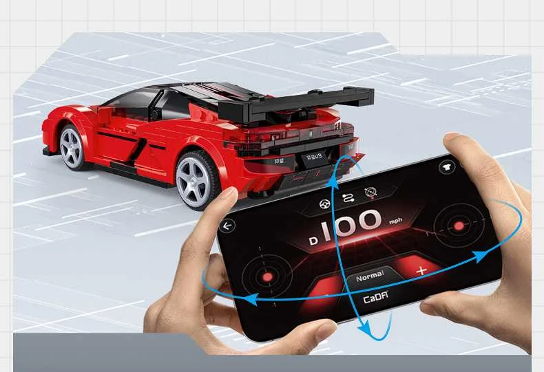 CaDA statybinių blokų lenktyninis nuotolinio valdymo lenktyninis automobilis Yangwang U9 statybinių blokų sportinis automobilis 299 dienos RC