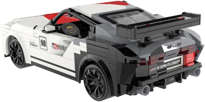 CaDA konstruktoriaus blokai lenktyninis nuotoliniu būdu valdomas lenktyninis automobilis „Toyota GR Supra GT4 356 Dalys RC“