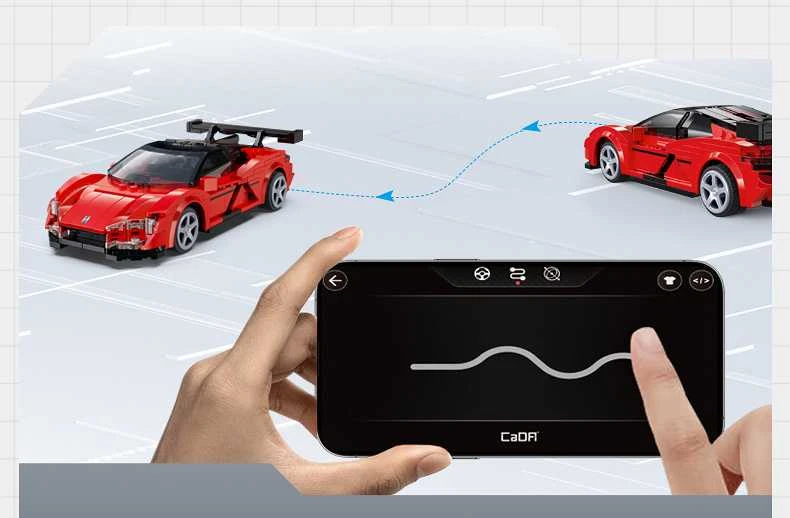 CaDA statybinių blokų lenktyninis nuotolinio valdymo lenktyninis automobilis Yangwang U9 statybinių blokų sportinis automobilis 299 dienos RC