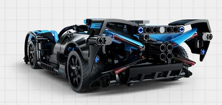 CaDA statybiniai blokai „Racer“ nuotoliniu būdu valdomas lenktyninis automobilis „Bluefire Spectre“ sportinis automobilis, 421 detalė, RC