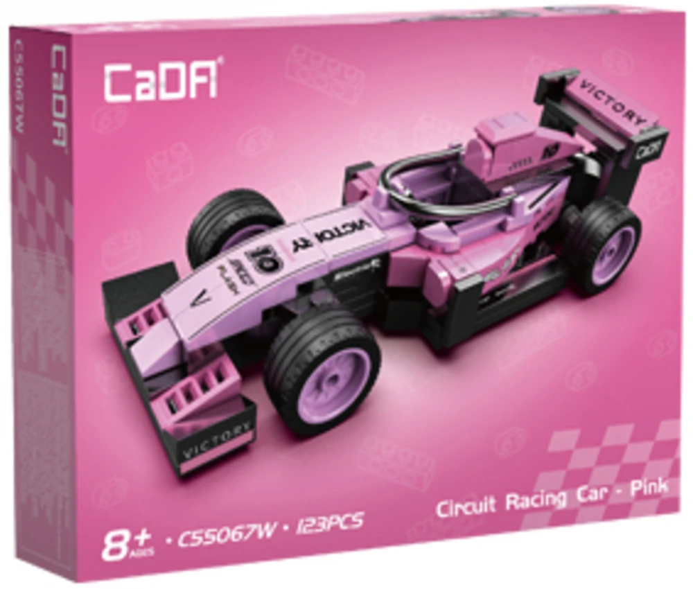 CaDA konstruktoriaus blokai lenktyninis automobilis Circuit Racing Car Rožinė 123 vnt.